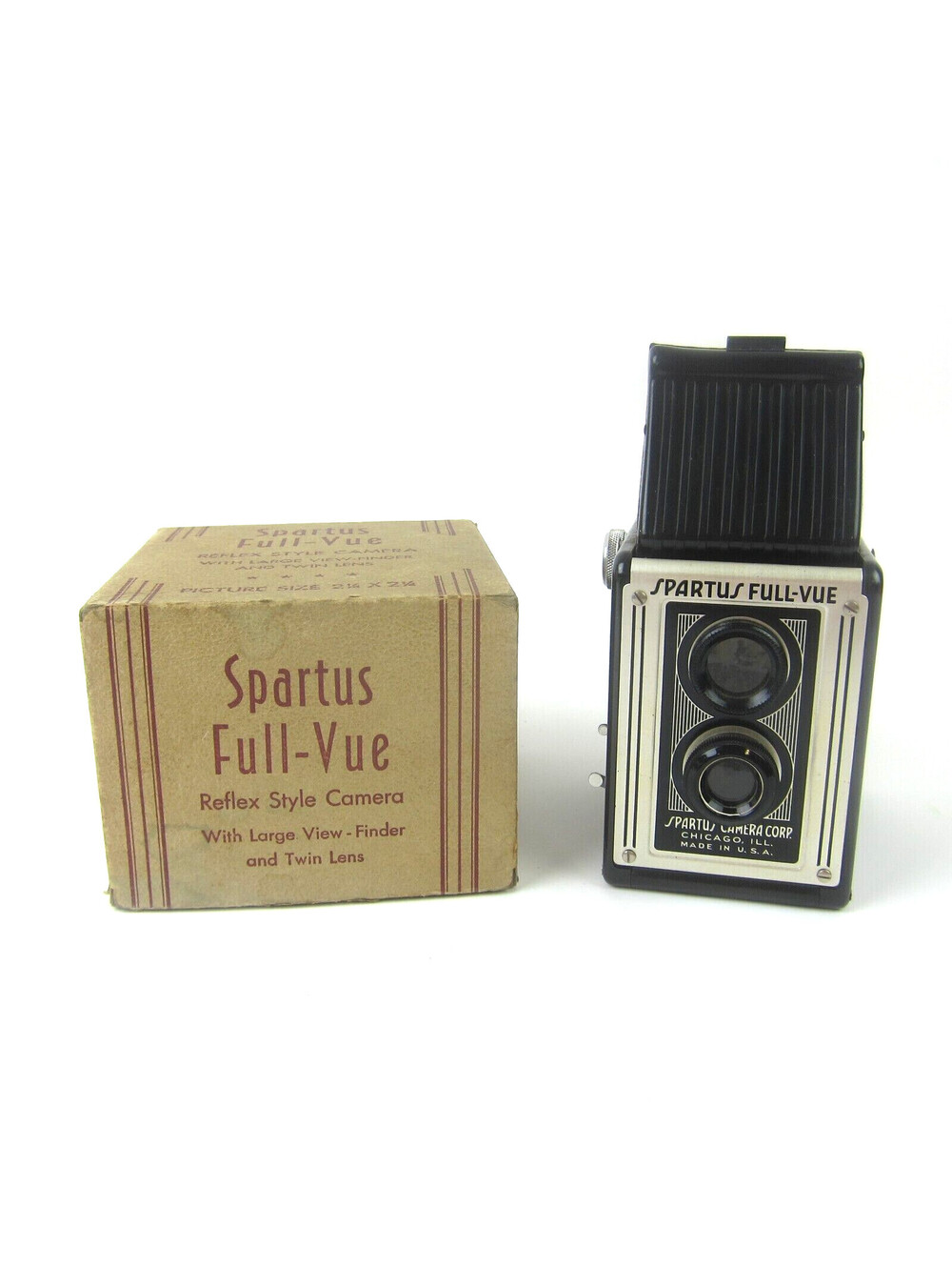 Vintage Camera Spartus Full-Vue Reflex Twin Lens with Box & Instruction Manual